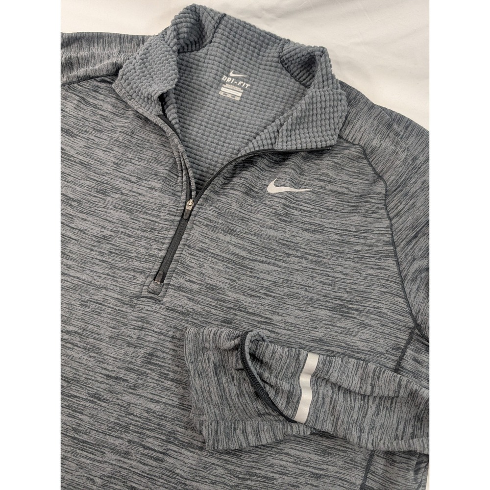 Nike Sweatershirt Mens XXL Gray Black Sphere Element 1/2 Pullover Waffle Dri Fit